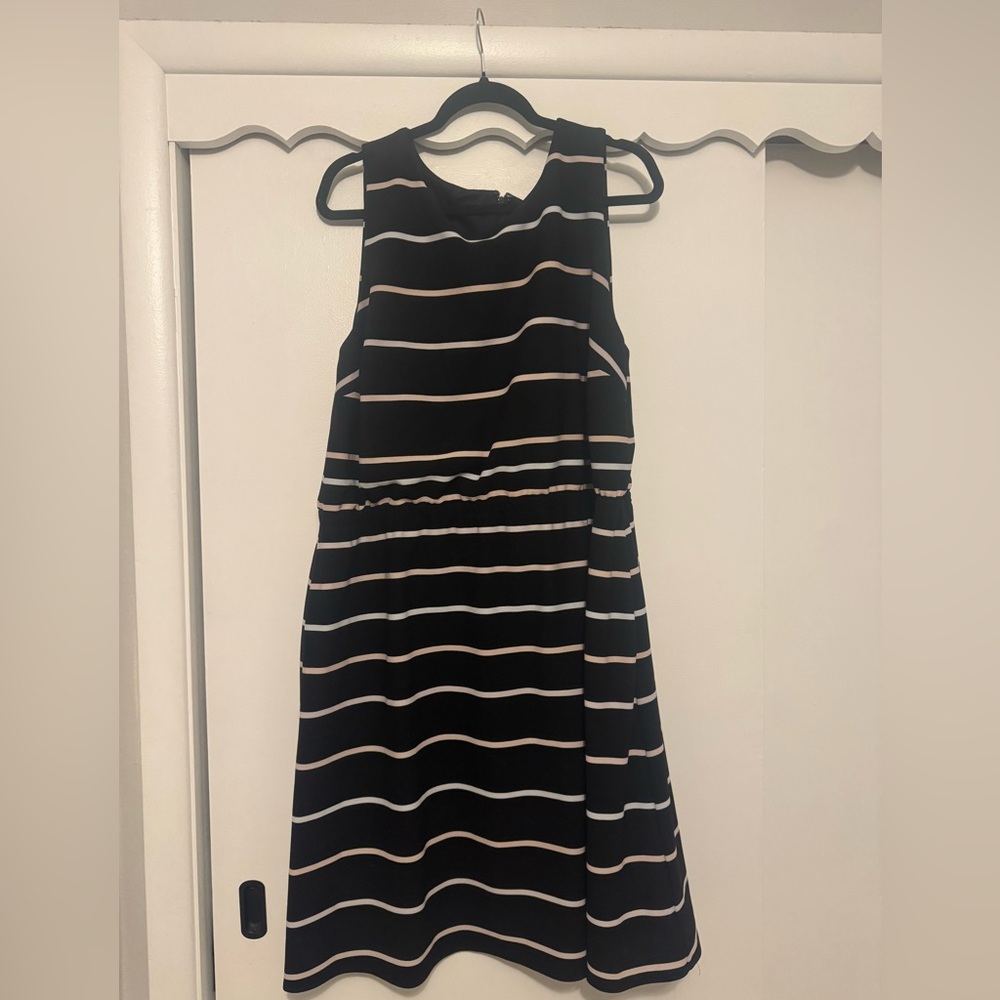 Lane Bryant Black, White, and Light Pink Striped Dress